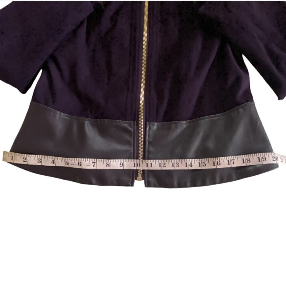 Conrad C Mixed Media Deep Plum Zip Up Faux Leather Jacket 10 - Picture 8 of 14